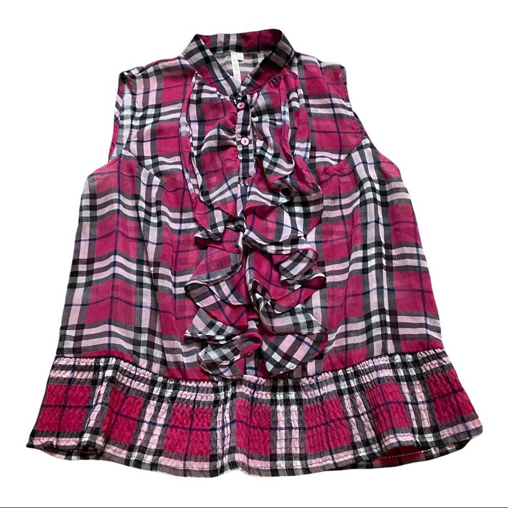 24 HRS SALE ONLY
 - Sleeveless Plaid Top Blouse, Size Large,